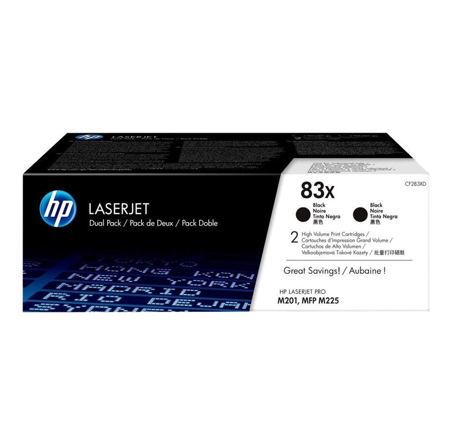 Mustepatruunat, värikasetit ja lisävarusteet - HP 83X / CF283XD 2-Pack High Kapasiteetti Musta Toner - Laser värikasetti musta - CF283XD