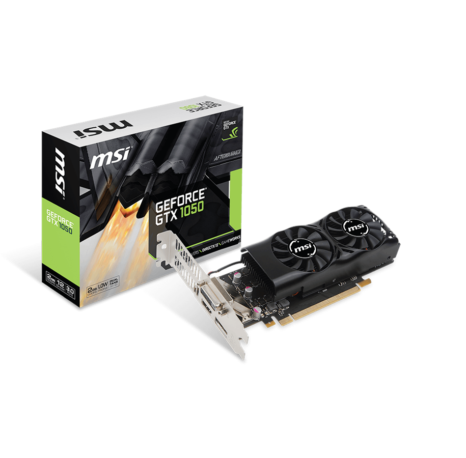 Näytönohjaimet - MSI GeForce GTX 1050 Low Profile - 2GB GDDR5 RAM - Näytönohjaimet - GTX 1050 2GT LP