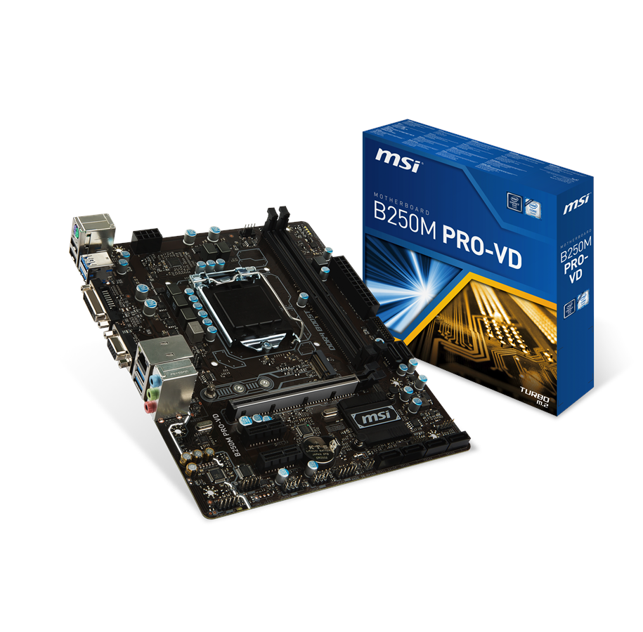 Emolevy - MSI B250M PRO-VD Emolevy - Intel B250 - Intel LGA1151 socket - DDR4 RAM - Micro-ATX - B250M PRO-VD