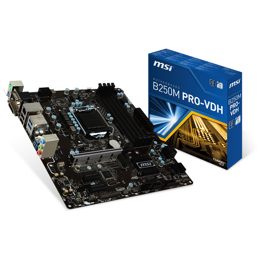 Emolevy - MSI B250M PRO-VDH Emolevy - Intel B250 - Intel LGA1151 socket - DDR4 RAM - Micro-ATX - B250M PRO-VDH
