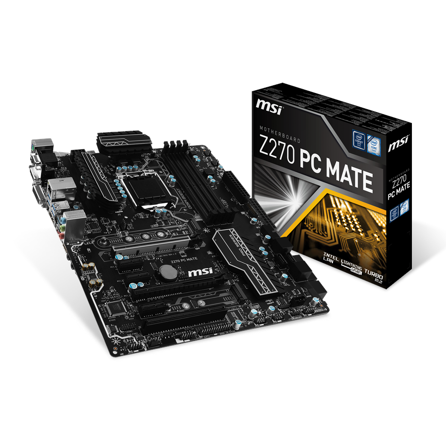 Emolevy - MSI Z270 PC MATE Emolevy - Intel Z270 - Intel LGA1151 socket - DDR4 RAM - ATX - Z270 PC MATE