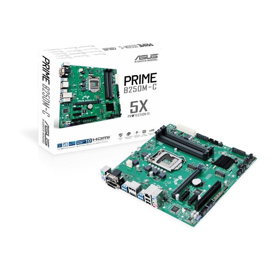 Emolevy - ASUS PRIME B250M-C Emolevy - Intel B250 - Intel LGA1151 socket - DDR4 RAM - Micro-ATX - 90MB0SQ0-M0EAYM