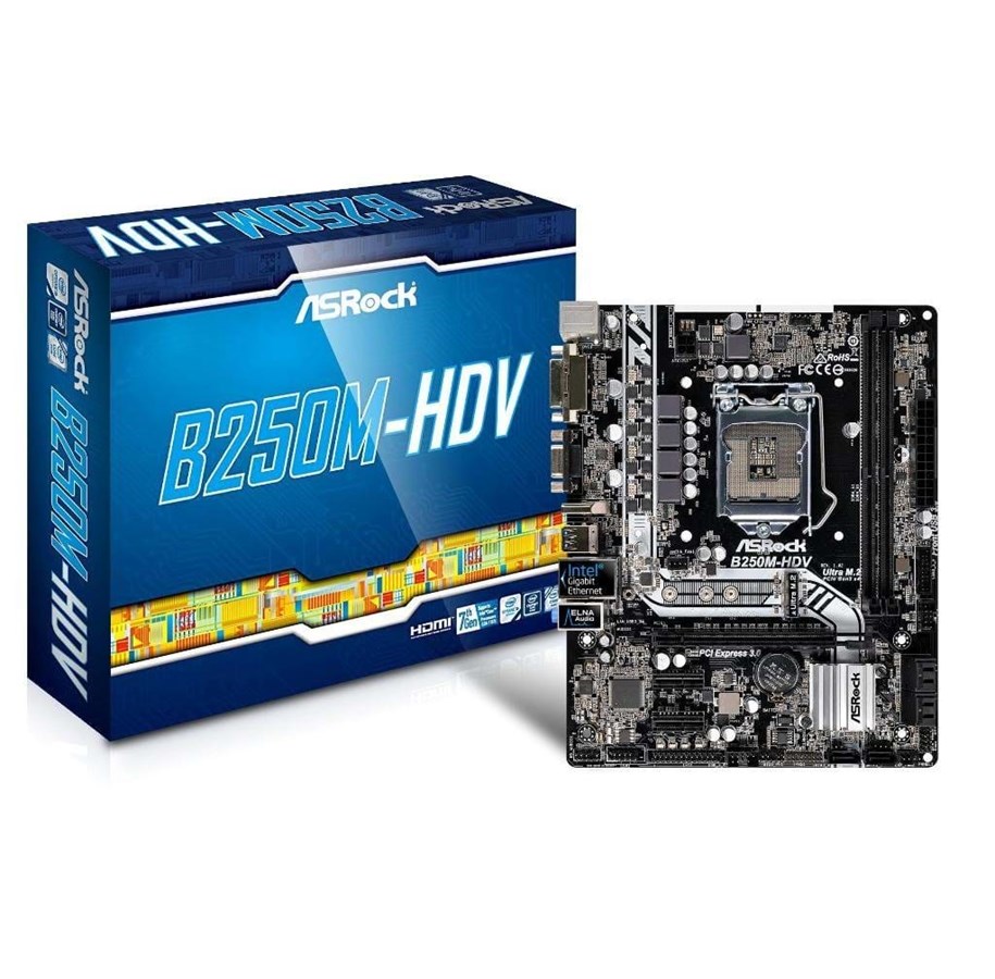 Emolevy - ASRock B250M-HDV Emolevy - Intel B250 - Intel LGA1151 socket - DDR4 RAM - Micro-ATX - B250M-HDV