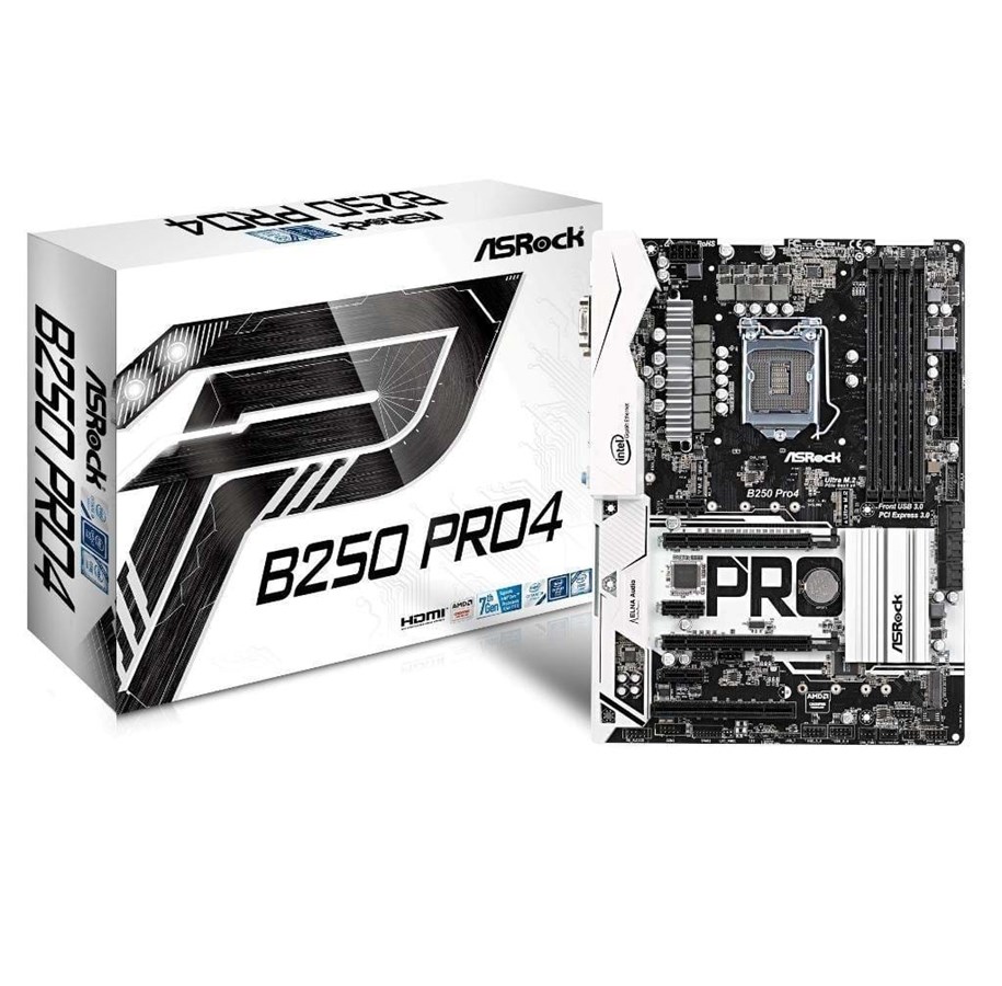 Emolevy - ASRock B250 Pro4 Emolevy - Intel B250 - Intel LGA1151 socket - DDR4 RAM - ATX - B250 Pro4
