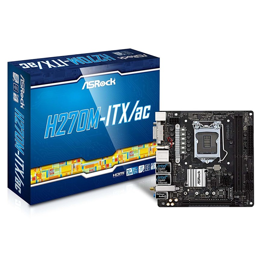 Emolevy - ASRock H270M-ITX/AC Emolevy - Intel H270 - Intel LGA1151 socket - DDR4 RAM - Mini-ITX - H270M-ITX/AC