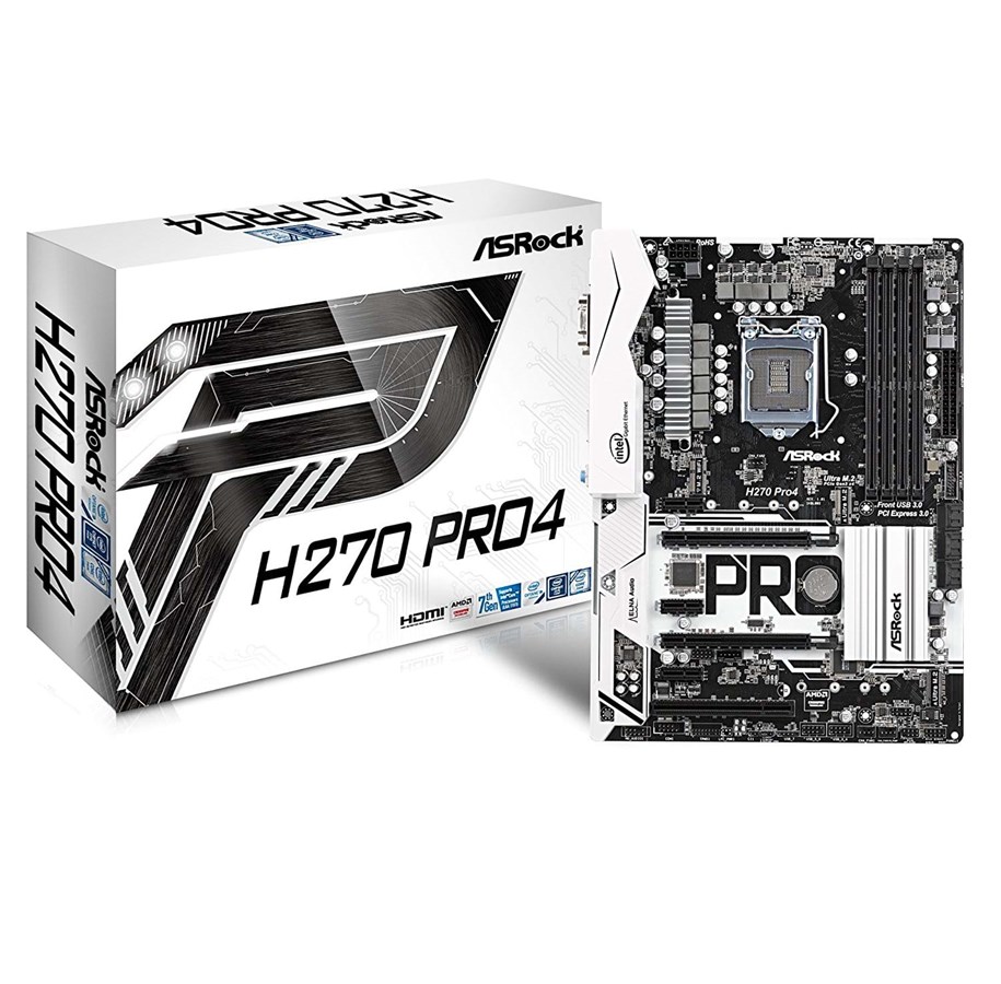 Emolevy - ASRock H270 Pro4 Emolevy - Intel H270 - Intel LGA1151 socket - DDR4 RAM - ATX - H270 Pro4