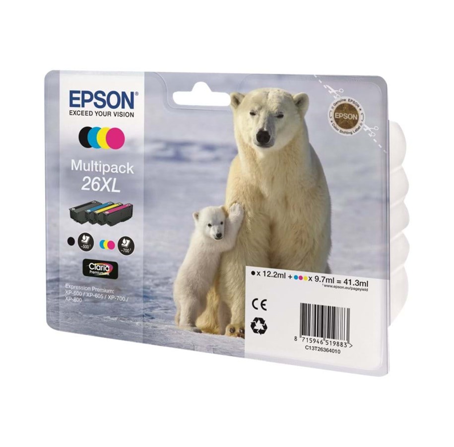 Mustepatruunat, värikasetit ja lisävarusteet - Epson 26XL Multipack Easy Mail Packaging - C13T26364510