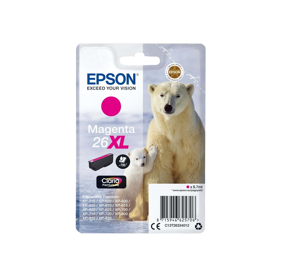 Mustepatruunat, värikasetit ja lisävarusteet - Epson 26XL - C13T26334022