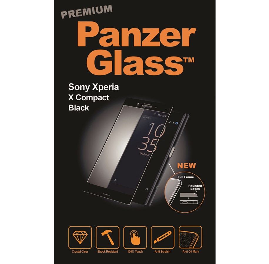 Puhelintarvikkeet - Näytönsuojat - PanzerGlass Sony Xperia X Compact - Black (Premium Glass) Curved - PANZER7602