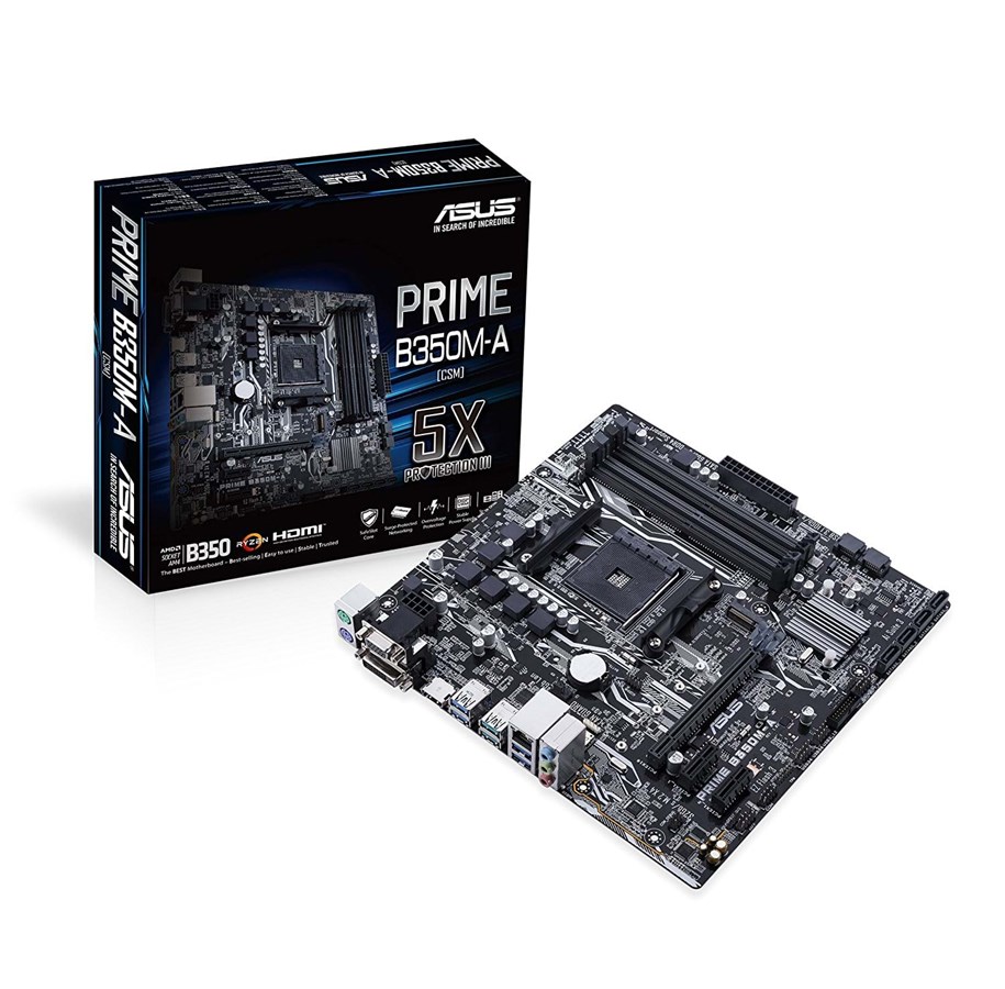 Emolevy - ASUS PRIME B350M-A Emolevy - AMD B350 - AMD AM4 socket - DDR4 RAM - Micro-ATX - 90MB0TE0-M0EAY0