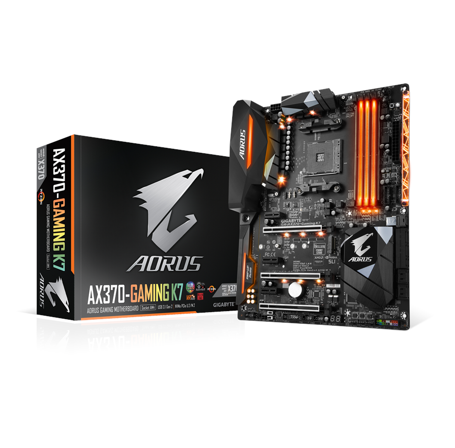 Emolevy - GIGABYTE GA-AX370-Gaming K7 Emolevy - AMD X370 - AMD AM4 socket - DDR4 RAM - ATX - GA-AX370-Gaming K7