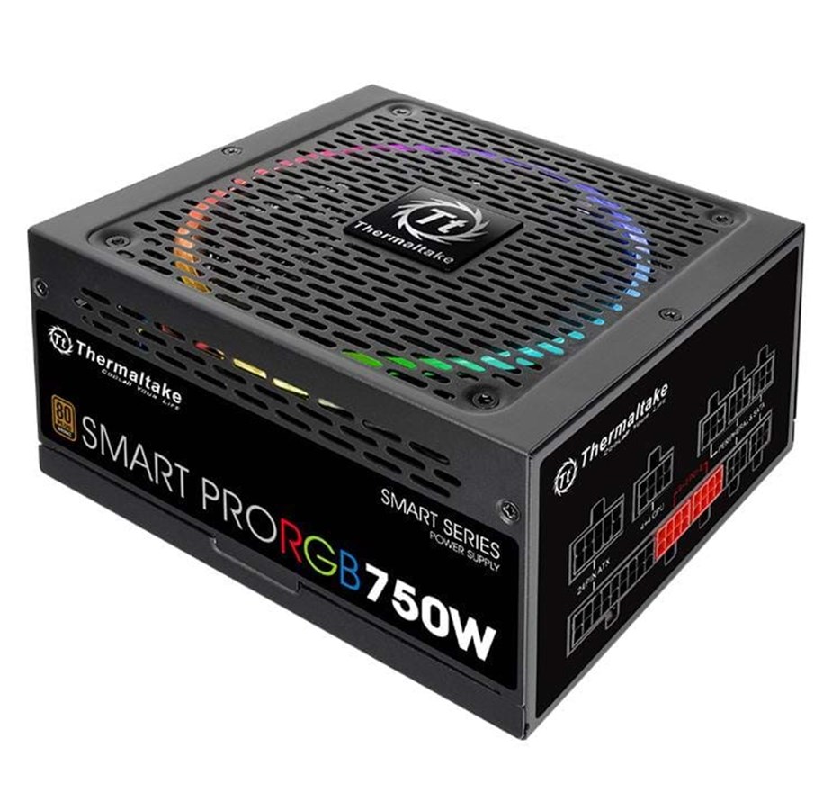 Virtalähde - Thermaltake Älykäs Pro RGB 750W Pronssi Virtalähde - 750 Watt - 140 mm - ATX - 80 Plus Pronssi sertifioitu - PS-SPR-0750FPCBEU-R
