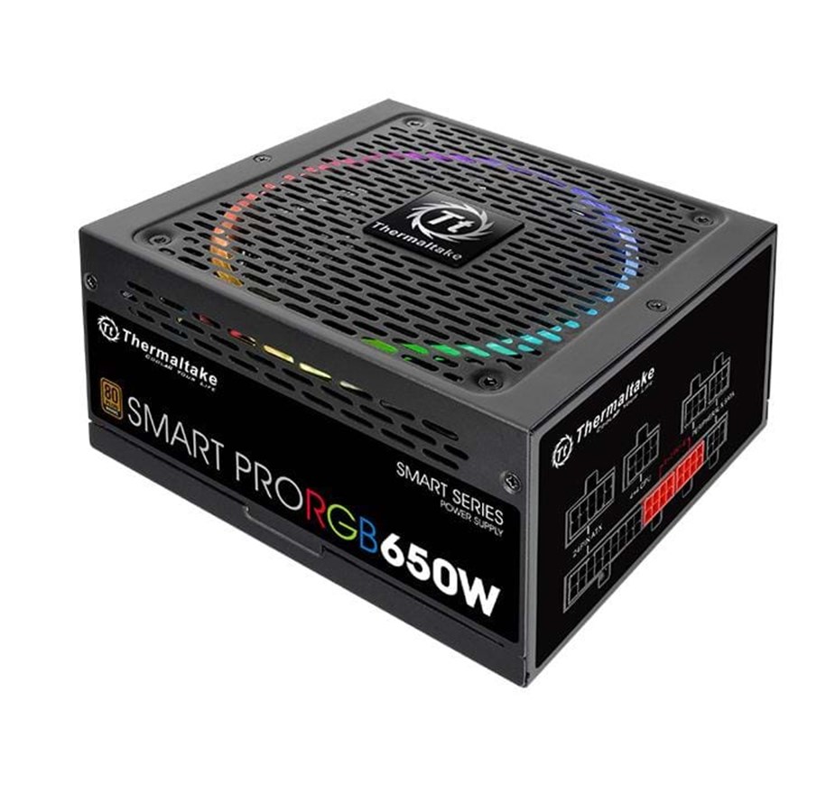 Virtalähde - Thermaltake Smart Pro RGB 650W Bronze Virtalähde - 650 Watt - 140 mm - ATX - 80 Plus Pronssi sertifioitu - PS-SPR-0650FPCBEU-R