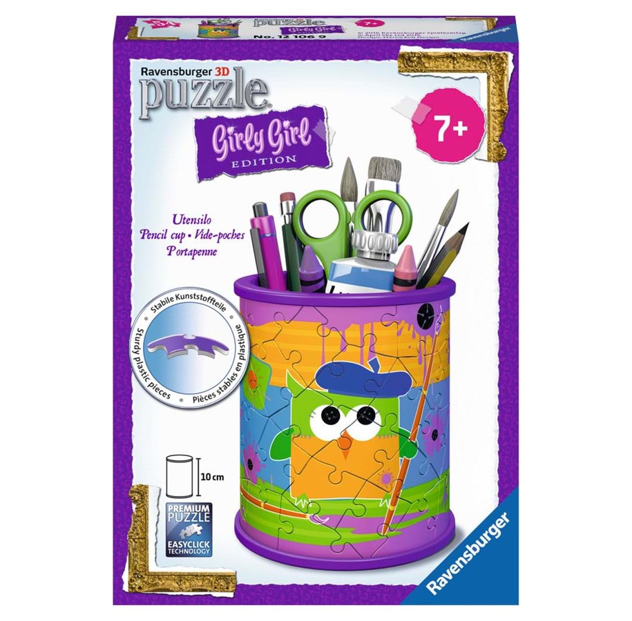 Palapelit - Ravensburger Girly Girl 3D puzzle Funky Owls-pencil holder 3D Palapeli - 121069