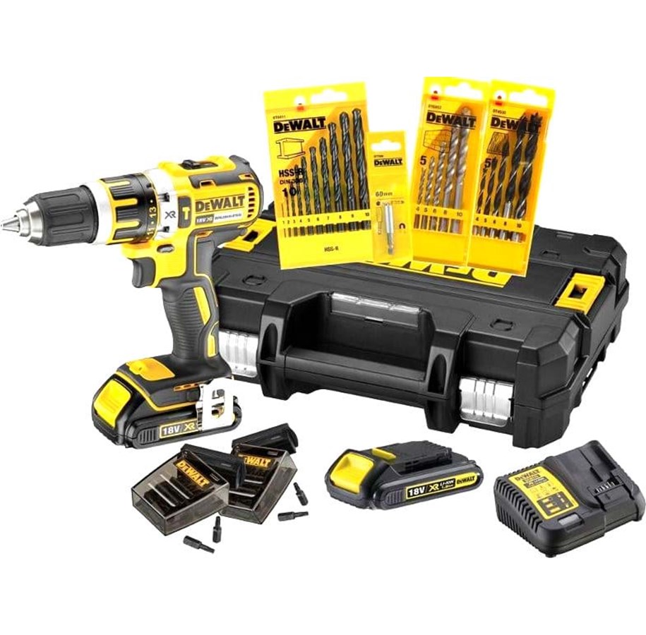 Työkalut - Dewalt 18V XR Brushless Hammer Drill Driver With Accessories - 2 x 1.5Ah - DCK795S2T-QW