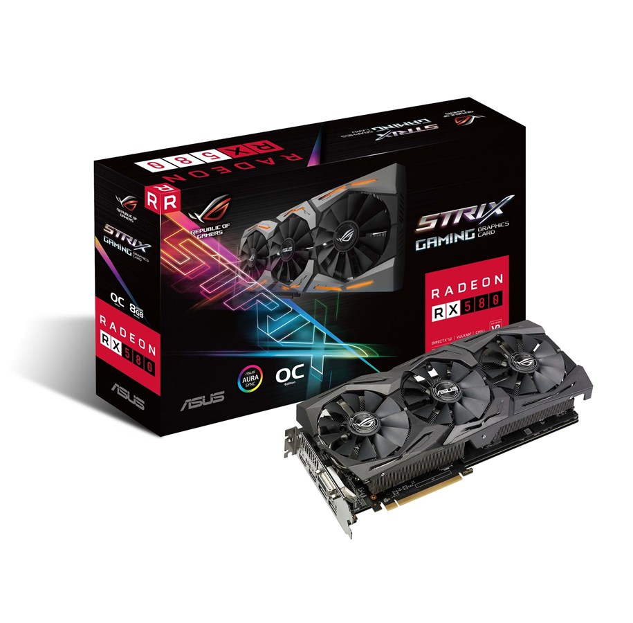 Näytönohjaimet - ASUS Radeon RX 580 ROG STRIX OC - 8GB GDDR5 RAM - Näytönohjaimet - 90YV0AK0-M0NA00