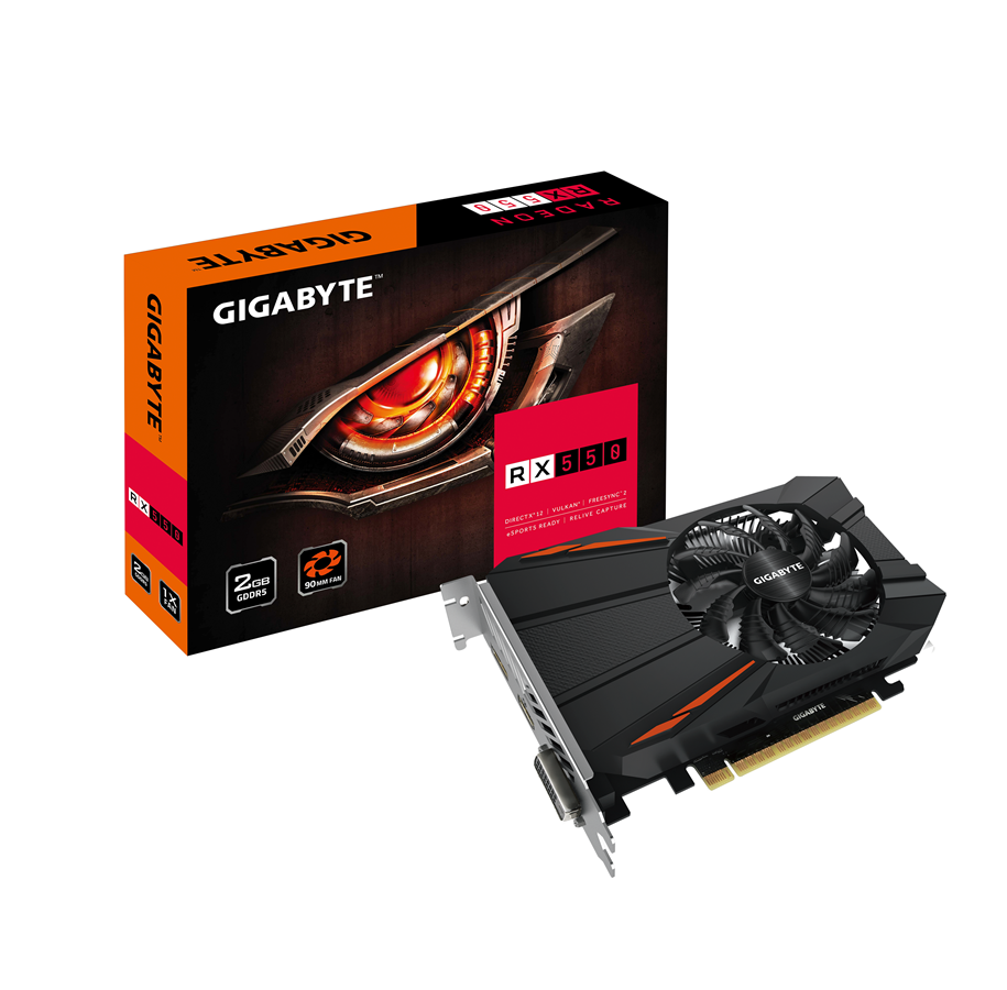 Näytönohjaimet - GIGABYTE Radeon RX 550 - 2GB GDDR5 RAM - Näytönohjaimet - GV-RX550D5-2GD