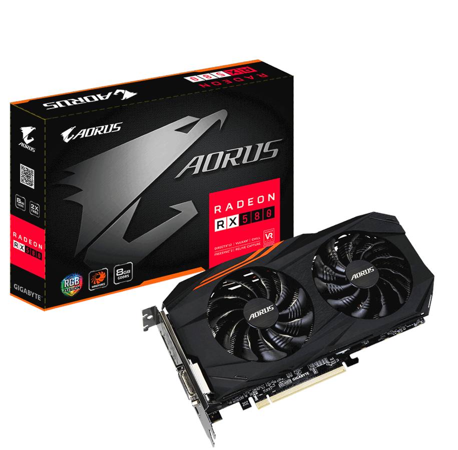 Näytönohjaimet - GIGABYTE Radeon RX 580 AORUS - 8GB GDDR5 RAM - Näytönohjaimet - GV-RX580AORUS-8GD