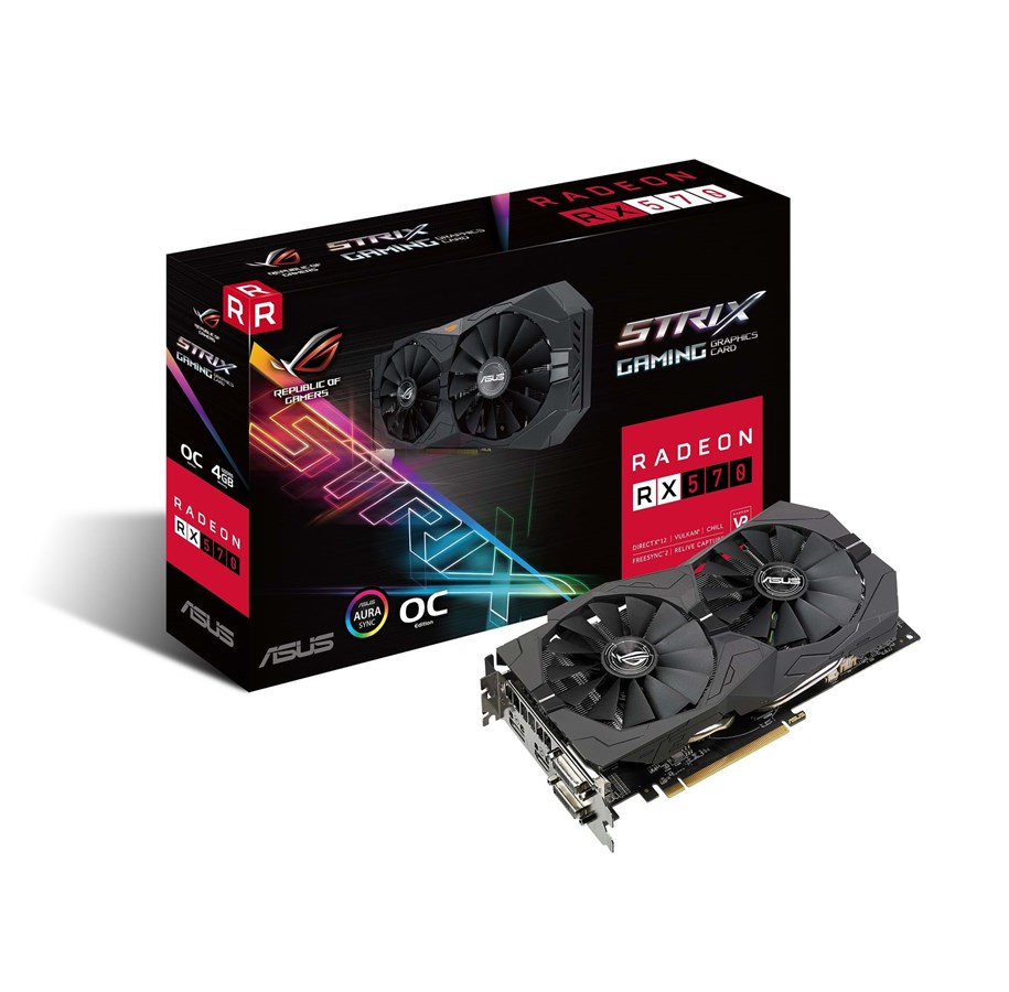 Näytönohjaimet - ASUS Radeon RX 570 OC - 4GB GDDR5 RAM - Näytönohjaimet - 90YV0AJ0-M0NA00