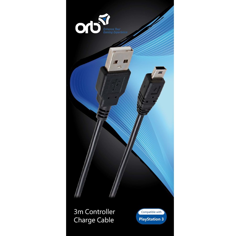 Pelit - lisävarusteet - Orb PS3 3m Controller Charge Cable - Miscellaneous Charging cable for wireless game controller - Sony PlayStation 3 - 5060060330580