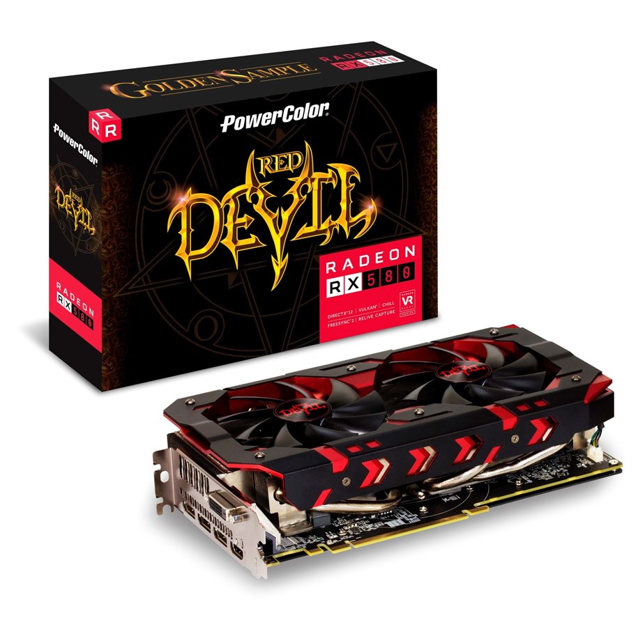 Näytönohjaimet - PowerColor Radeon RX 580 Red Devil Golden Sample - 8GB GDDR5 RAM - Näytönohjaimet - AXRX 580 8GBD5-3DHG/OC