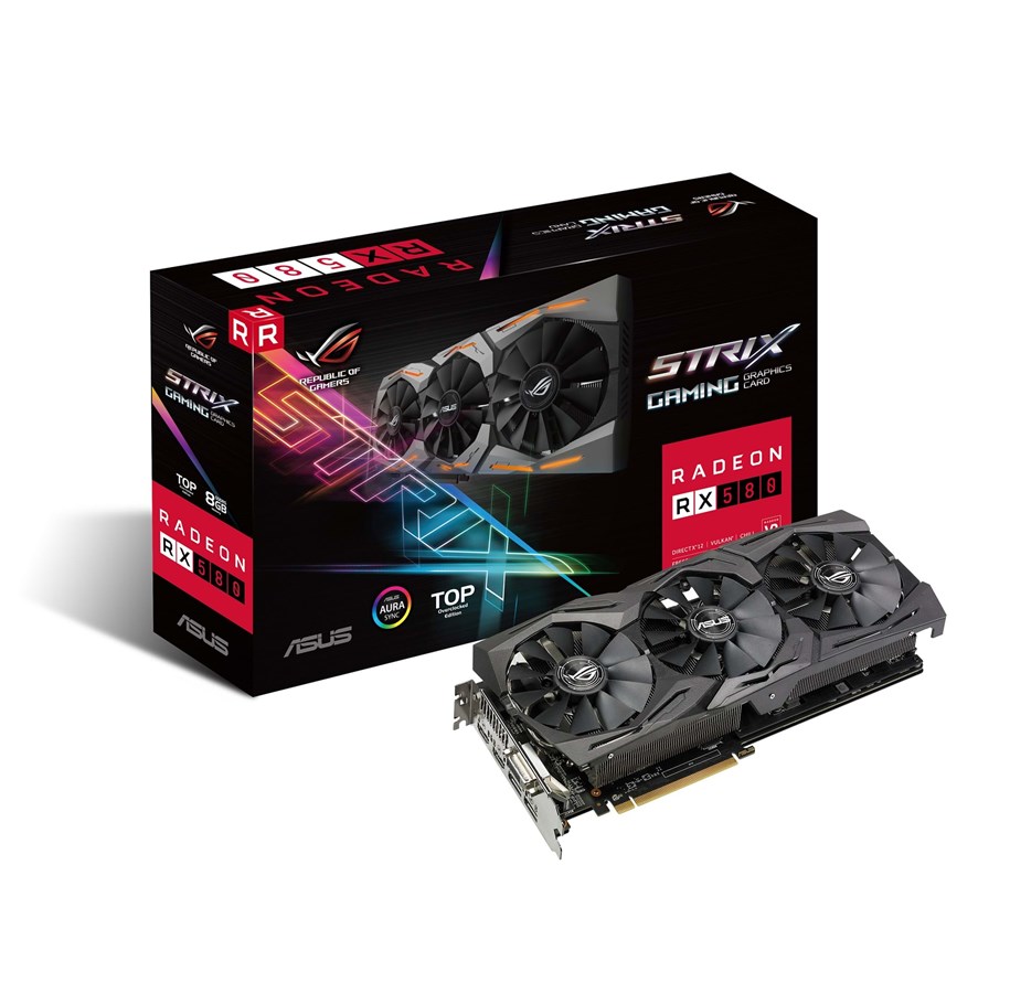 Näytönohjaimet - ASUS Radeon RX 580 ROG STRIX TOP OC - 8GB GDDR5 RAM - Näytönohjaimet - 90YV0AK1-M0NA00