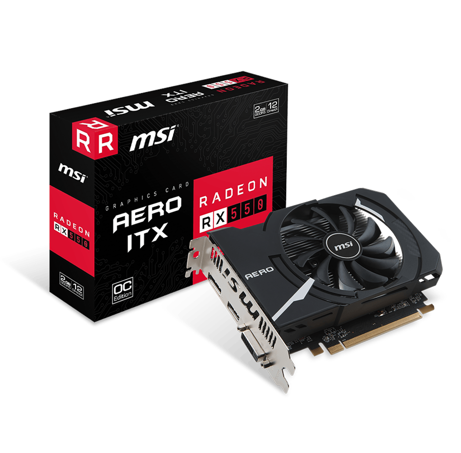 Näytönohjaimet - MSI Radeon RX 550 AERO ITX OC - 2GB GDDR5 RAM - Näytönohjaimet - RX 550 AERO ITX 2G OC