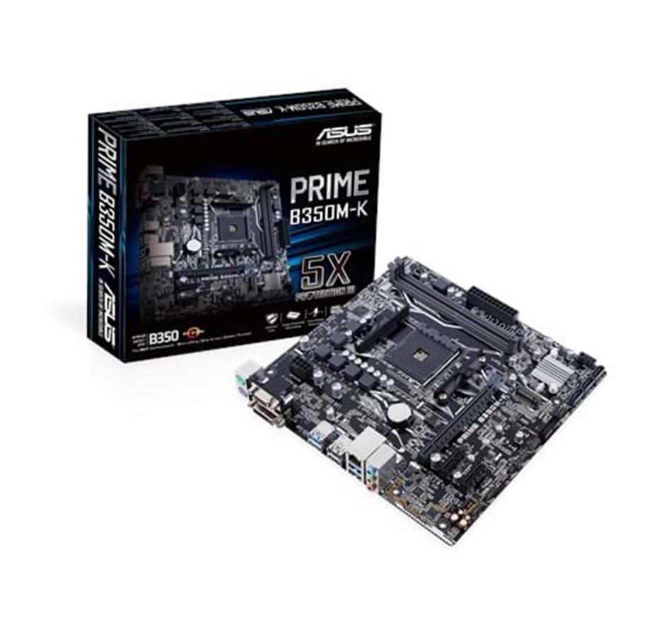 Emolevy - ASUS PRIME B350M-K Emolevy - AMD B350 - AMD AM4 socket - DDR4 RAM - Micro-ATX - 90MB0UH0-M0EAY0