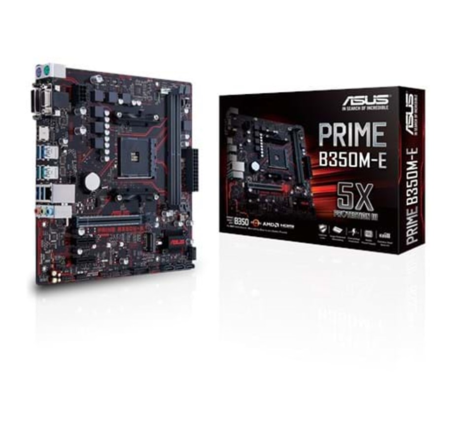 Emolevy - ASUS PRIME B350M-E Emolevy - AMD B350 - AMD AM4 socket - DDR4 RAM - Micro-ATX - 90MB0TW0-M0EAY0