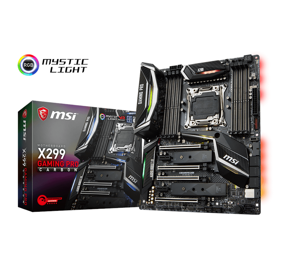 Emolevy - MSI X299 GAMING PRO CARBON Emolevy - Intel X299 - Intel LGA2066 socket - DDR4 RAM - ATX - X299 GAMING PRO CARBON