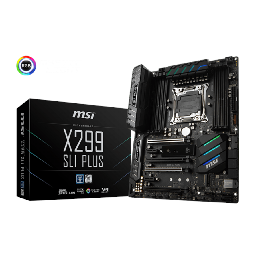 Emolevy - MSI X299 SLI PLUS Emolevy - Intel X299 - Intel LGA2066 socket - DDR4 RAM - ATX - X299 SLI PLUS