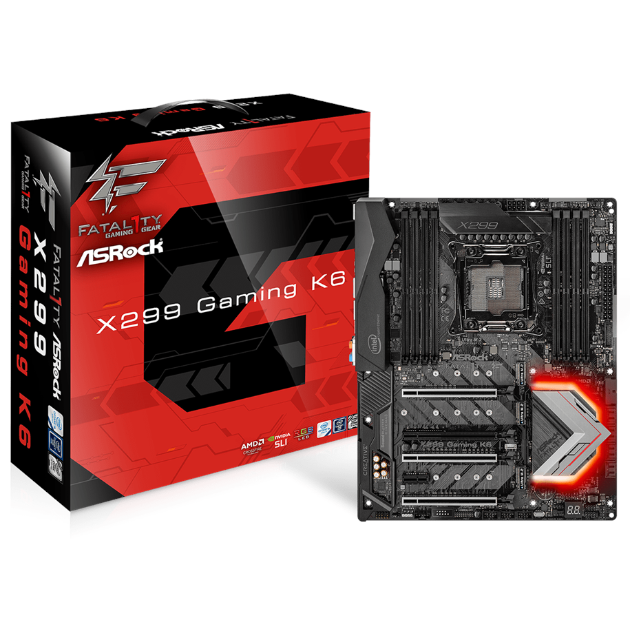 Emolevy - ASRock X299 Gaming K6 Emolevy - Intel X299 - Intel LGA2066 socket - DDR4 RAM - ATX - 90-MXB5E0-A0UAYZ