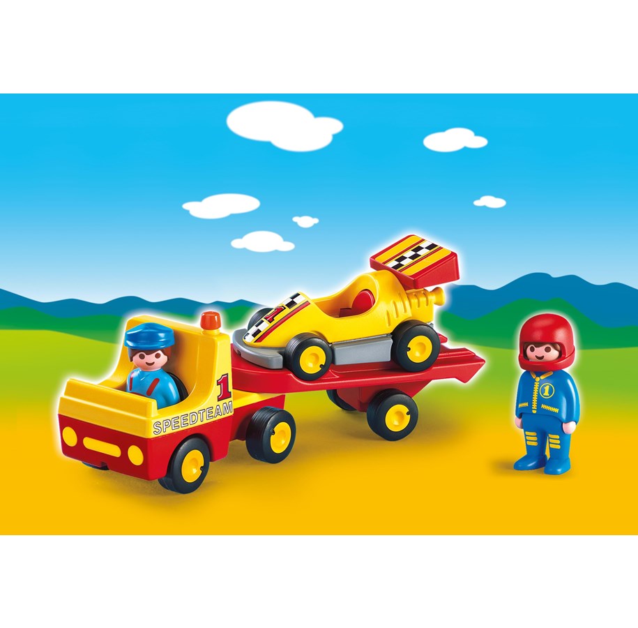 Hahmot - Playmobil 6761 1.2.3 Kilpa-auto ja kuljetusajoneuvo - 6761