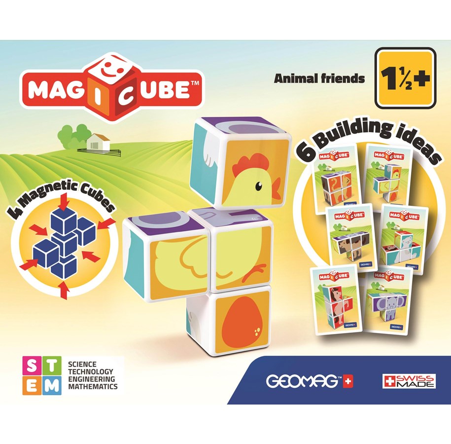 Rakennussarjat - Geomag Magicube Tulostettu Eläinystävät + Kortit 7 - 132