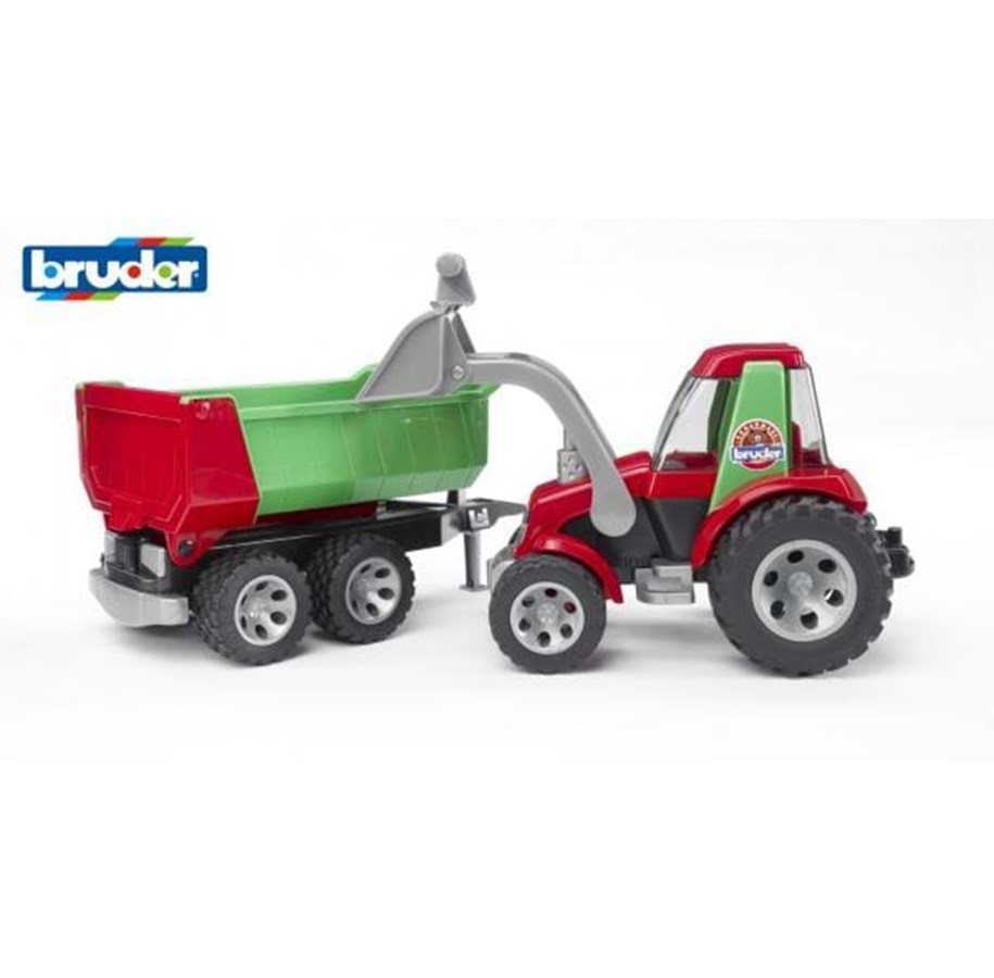 Leluautot - Bruder Tractor with frontloader and rear tipper - 20116