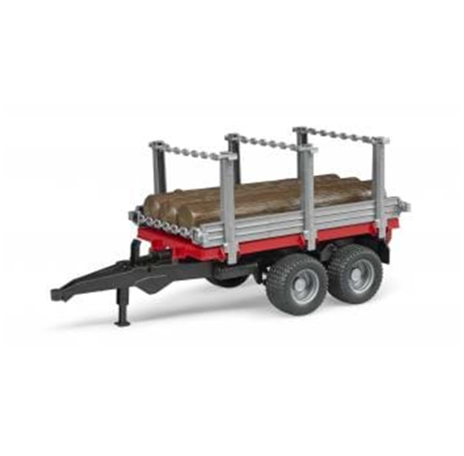 Leluautot - Bruder Timber trailer with 3 trunks - 2213