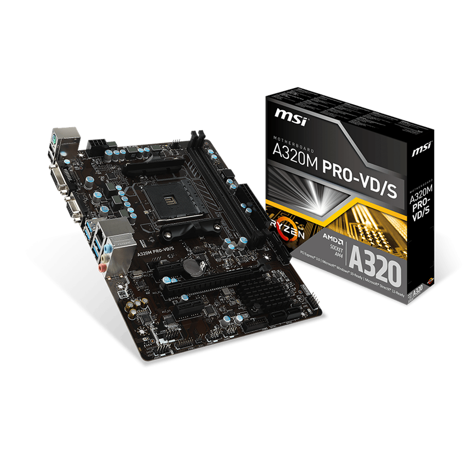 Emolevy - MSI A320M PRO-VD/S Emolevy - AMD A320 - AMD AM4 socket - DDR4 RAM - Micro-ATX - A320M PRO-VD/S