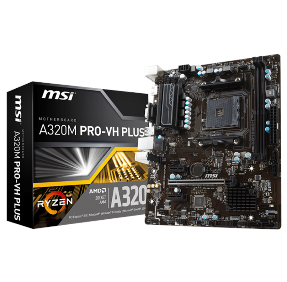 Emolevy - MSI A320M PRO-VH PLUS Emolevy - AMD A320 - AMD AM4 socket - DDR4 RAM - Micro-ATX - A320M PRO-VH PLUS