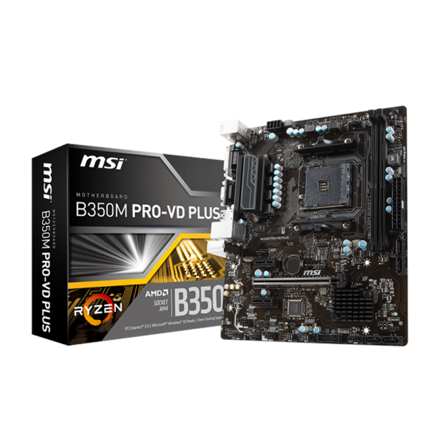 Emolevy - MSI B350M PRO-VD PLUS Emolevy - AMD B350 - AMD AM4 socket - DDR4 RAM - Micro-ATX - B350M PRO-VD PLUS