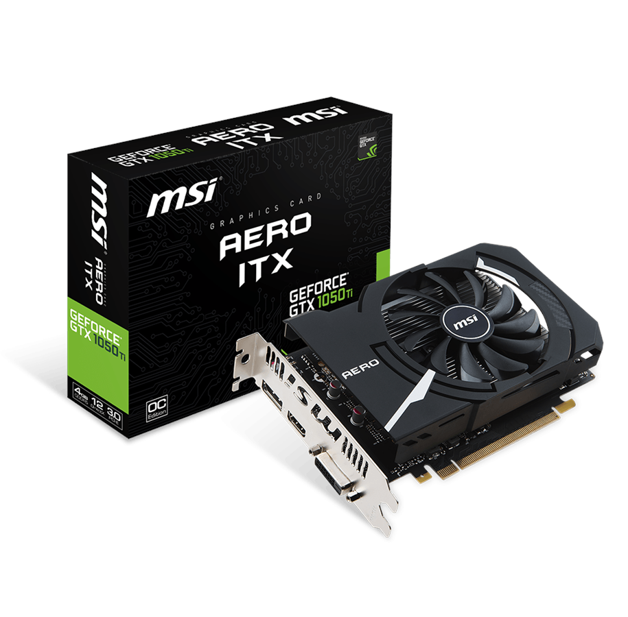 Näytönohjaimet - MSI GeForce GTX 1050 Ti AERO ITX - 4GB GDDR5 RAM - Näytönohjaimet - GTX 1050 TI AERO ITX 4GOCV1