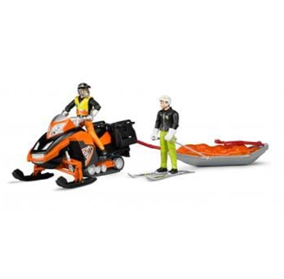 Leluautot - Bruder Snowmobil with driver akia rescue sledge and skier - 63100