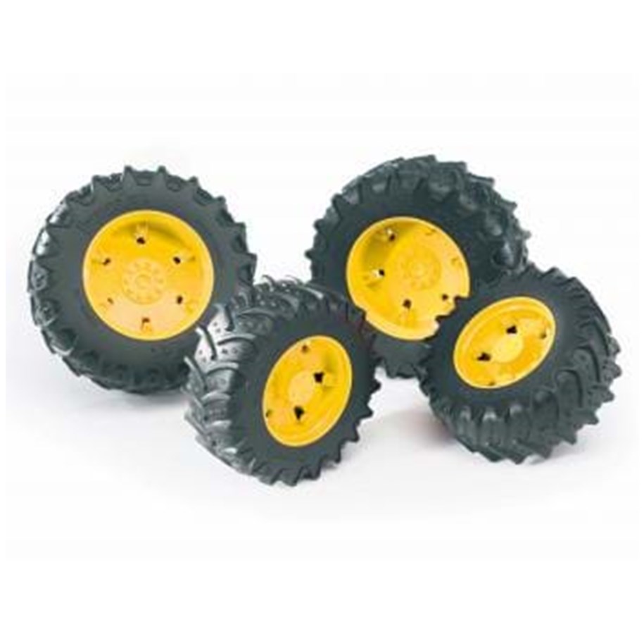 Leluautot - Bruder Twin tyres with yellow rims - 3314