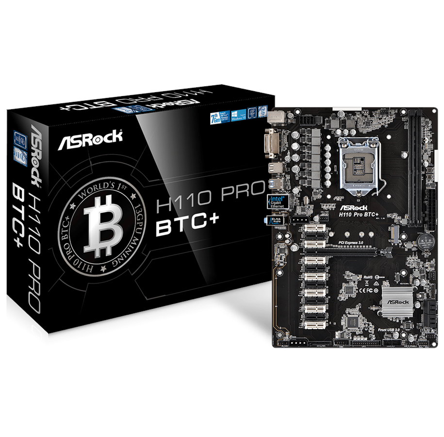 Emolevy - ASRock H110 PRO BTC+ Emolevy - Intel H110 Express - Intel LGA1151 socket - DDR4 RAM - ATX - H110 Pro BTC+