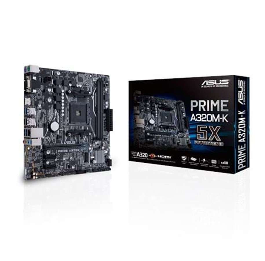Emolevy - ASUS PRIME A320M-K Emolevy - AMD A320 - AMD AM4 socket - DDR4 RAM - Micro-ATX - 90MB0TV0-M0EAY0