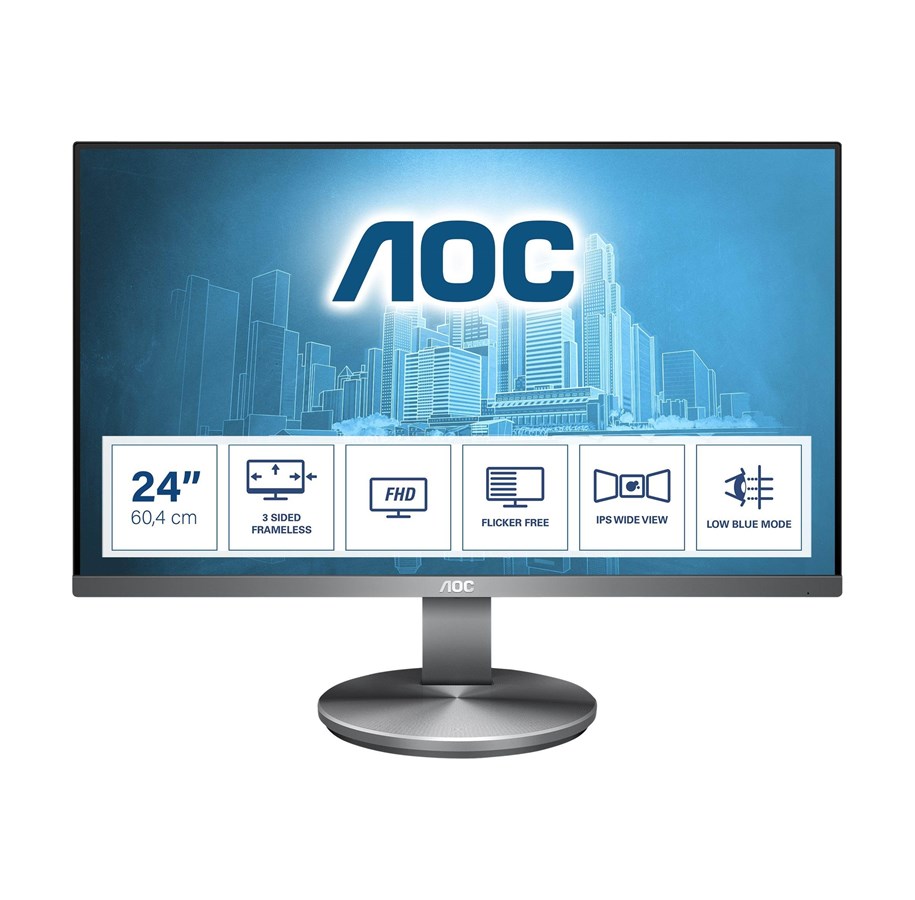 Näyttö - 24" AOC I2490VXQ - 1920x1080 - VGA / HDMI / DP - Kaiuttimet - I2490VXQ/BT