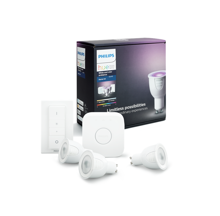 Smart Home - Älykoti - Philips Hue GU10 Color Starter Kit + Switch - 929000261761