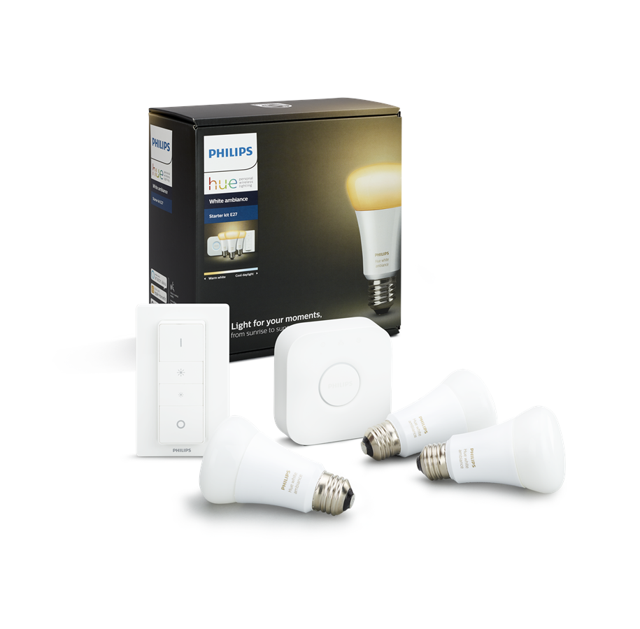 Smart Home - Älykoti - Philips Hue White Ambiance 3 Bulb + Switch Starter Kit - 929001200161