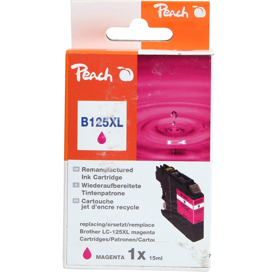 Mustepatruunat, värikasetit ja lisävarusteet - Peach - XL - magenta - Genproduceret - mustepatruuna (vaihtoehto: Brother LC125XLM) - PI500-89