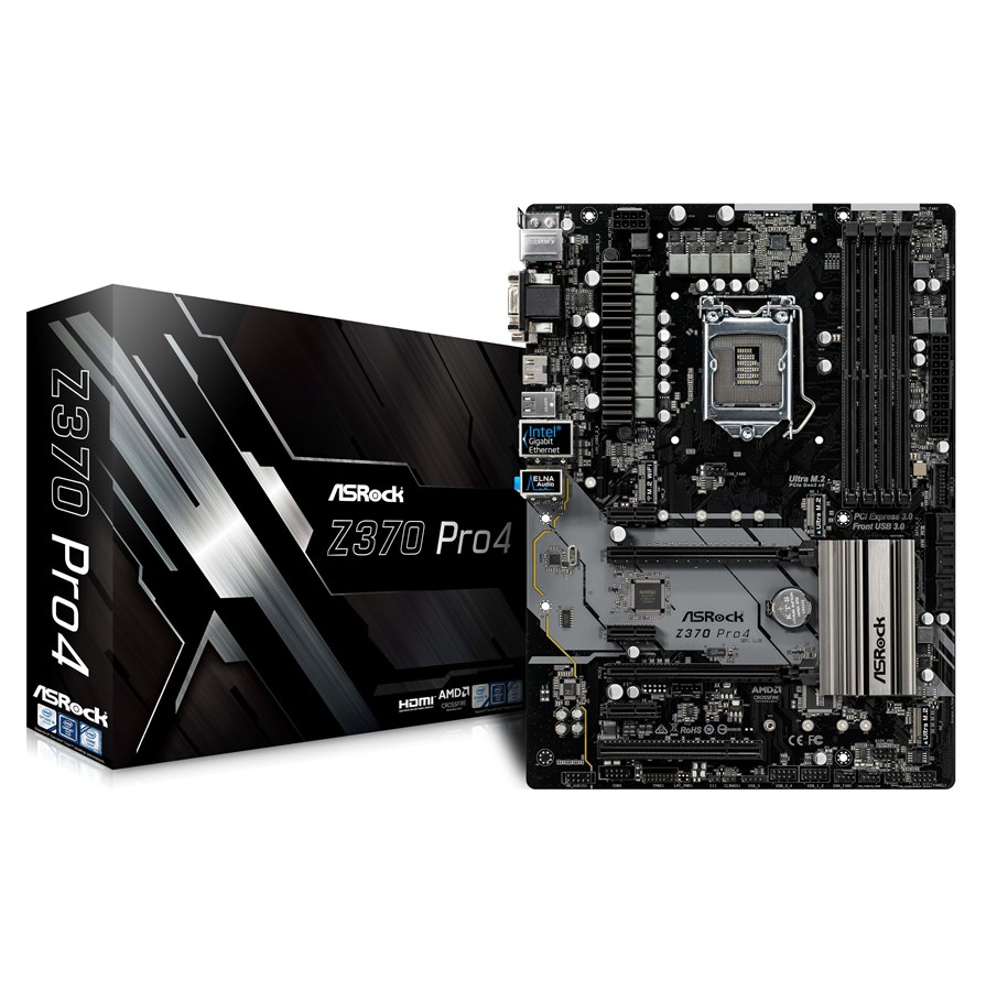 Emolevy - ASRock Z370 Pro4 Emolevy - Intel Z370 - Intel LGA1151 socket - DDR4 RAM - ATX - 90-MXB5X0-A0UAYZ