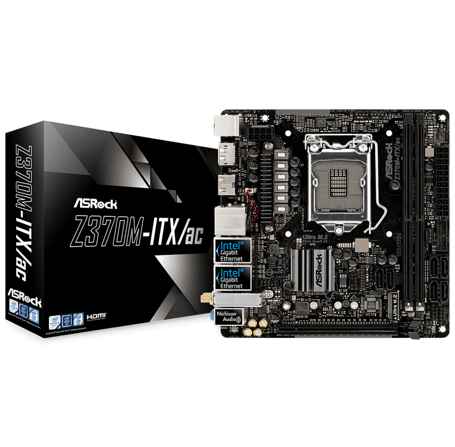 Emolevy - ASRock Z370M-ITX/ac Emolevy - Intel Z370 - Intel LGA1151 socket - DDR4 RAM - Mini-ITX - 90-MXB620-A0UAYZ